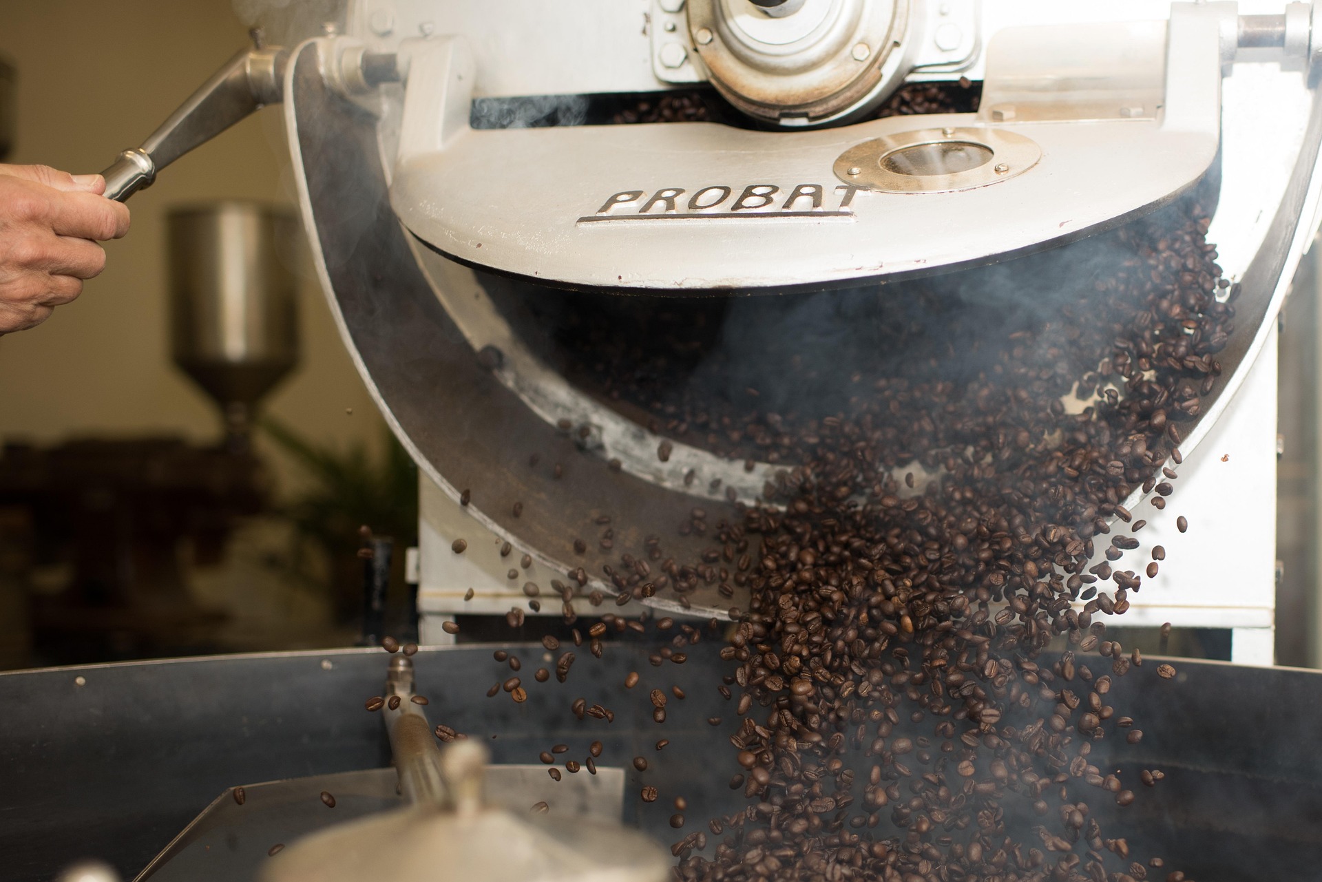 Coffee beans being roasted