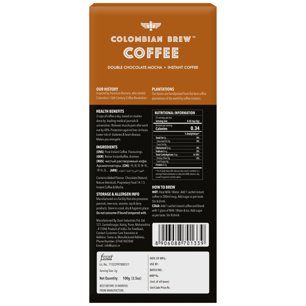 8906088701339_5.png Colombian Brew Double Chocolate Mocha Instant Coffee — No Sugar, Vegan