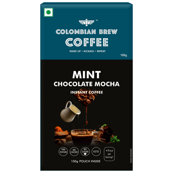 8906088701346_3.png Colombian Brew Mint Chocolate Mocha Instant Coffee Powder, No Sugar Vegan, 100g