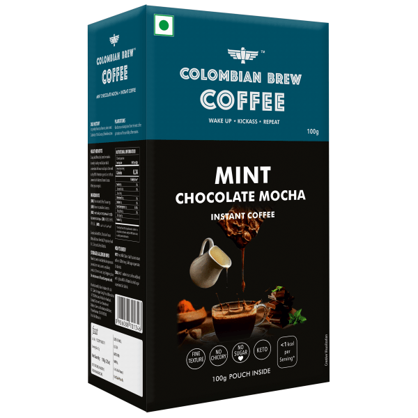 8906088701346_4.png Colombian Brew Mint Chocolate Mocha Instant Coffee Powder, No Sugar Vegan, 100g