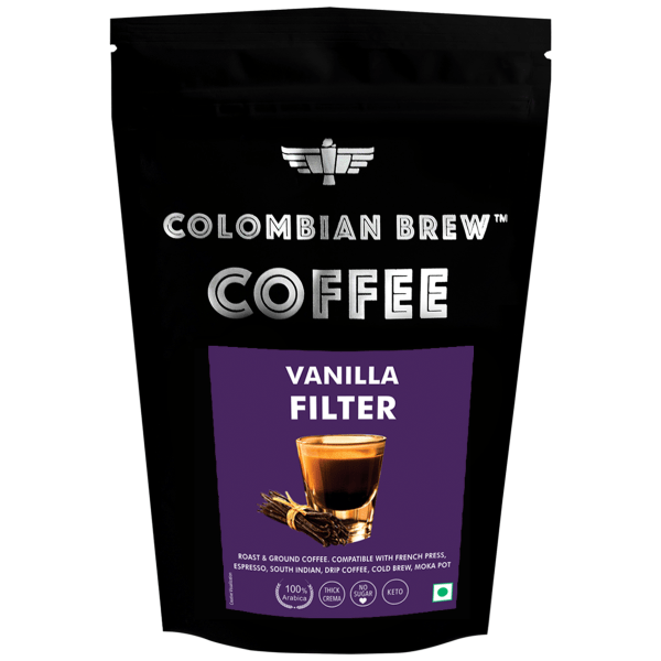 8906088701445_1.png Colombian Brew Vanilla Filter Coffee Powder, Arabica Roast & Ground, 250g (Make Espresso, French Press, Cold Brew, Hot Brew)
