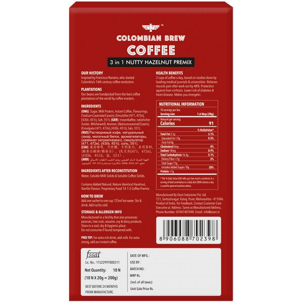 8906088702398_3.png Colombian Brew Hazelnut Café Latte 3-in-1 Instant Coffee Premix