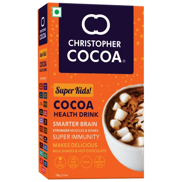8906088702978_2_2890x Christopher Cocoa Super Kids Cocoa Powder Health and Nutrition Drink, No Sugar Vegan, 100g (For Kids and Adults)