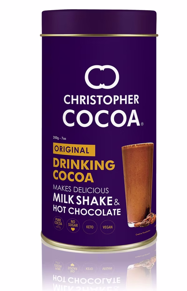 CHRISTOPHER COCOA DRINKING COCOA_200g_01 Christopher Cocoa, Drinking Chocolate Cocoa Powder, Dark No Sugar, 200g